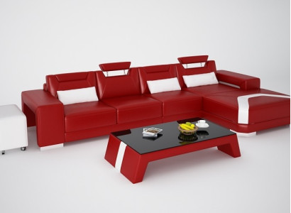 Designer Sofa Couch Ecksofa mit Hocker Polster Garnitur Wohnlandschaft L Form